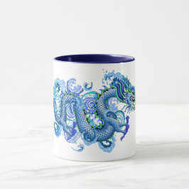 Taza Dragón azul con el chapoteo del agua