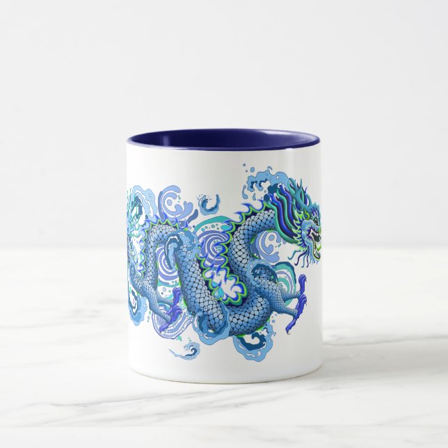 Taza Dragón azul con el chapoteo del agua (Centro)