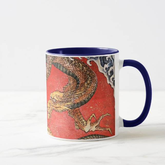 Taza Dragón, Bella Artes japonés de Hokusai (Derecha)