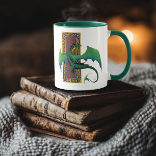 Taza Dragón celta verde Nudo fantástico púrpura