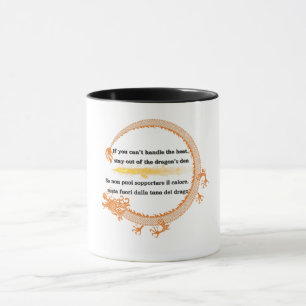 Taza Dragón Chino Dorado Bilingüe