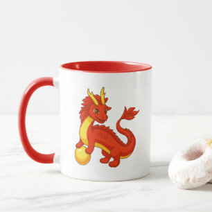 Taza Dragón Chino Rojo