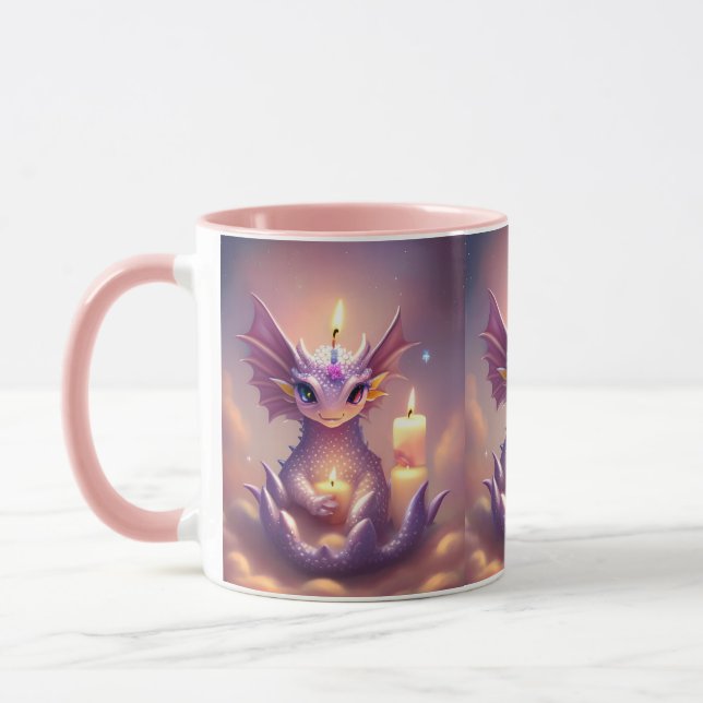 Taza Dragón de fantasía con velas de cumpleaños (Izquierda)