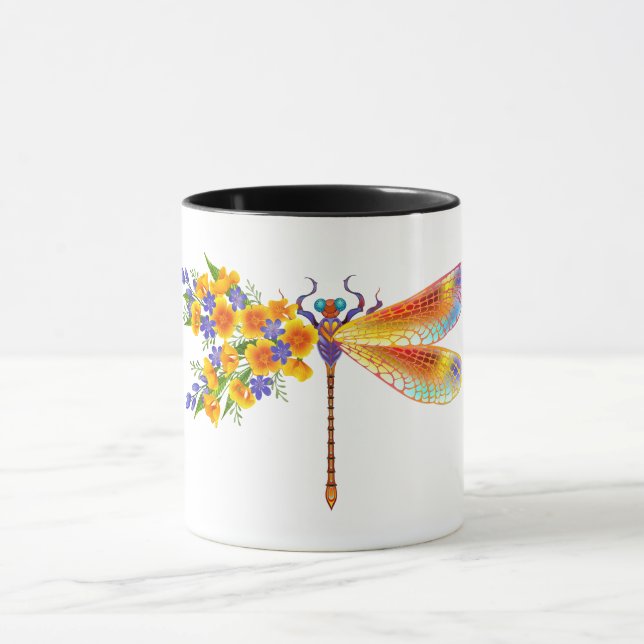 Taza Dragón de flores amarillas (Centro)
