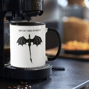 Taza Dragón de vuelo tribal negro Fantasía blanco