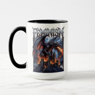 Taza Dragón Feminista Quemando Castillo Derriba Al Patr