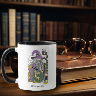 Taza Dragón Mago Celta Fantasía Púrpura