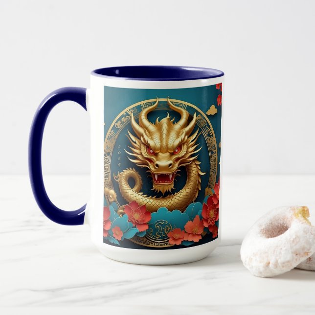 Taza Dragón majestuoso Año Nuevo Chino (Con donut)