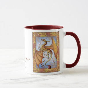 Taza Dragón naranja del arte de la fantasía natural del