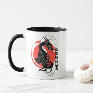 Taza dragón negro, luna roja