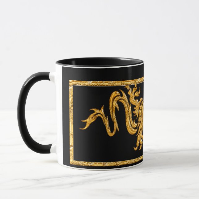 Taza Dragón oriental de oro 03 (Izquierda)