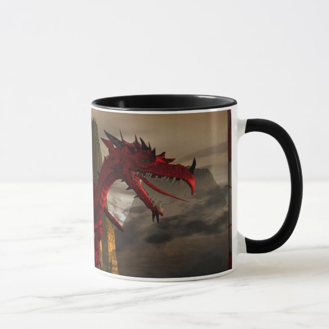 Taza Dragón Rojo En La Montaña (Derecha)