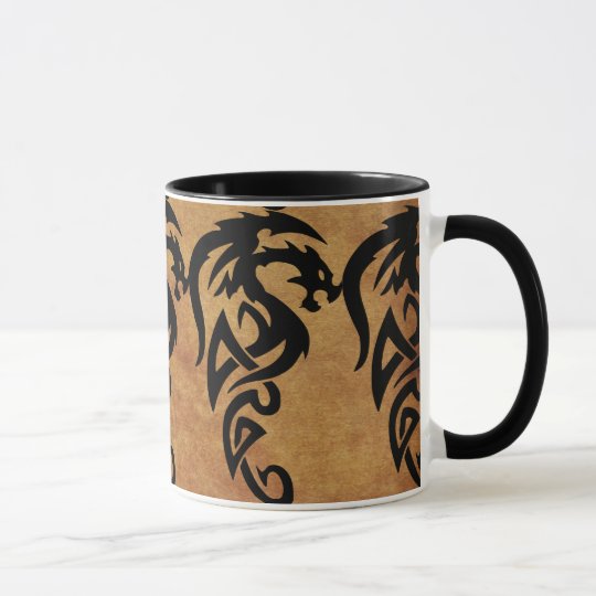 Taza Dragón tribal mítico, año del diseño del dragón