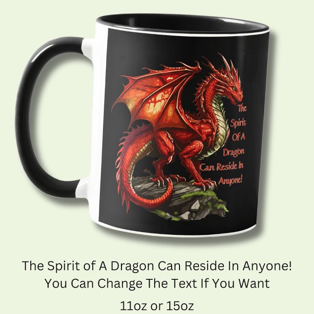 Taza Dragón verde rojo, el espíritu puede residir en cu (Subido por el creador)