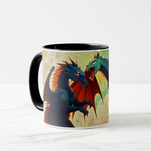 Taza Dragon vs Pegasus - Fantasy Art (Anverso izquierdo)