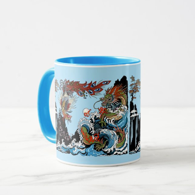 Taza Dragón y Feng Huang. Ilustracion de Insima (Anverso izquierdo)