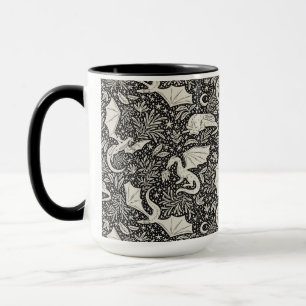 Taza Dragones caprichosos en la noche - crema en negro