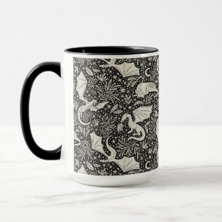 Taza Dragones caprichosos en la noche - crema en negro