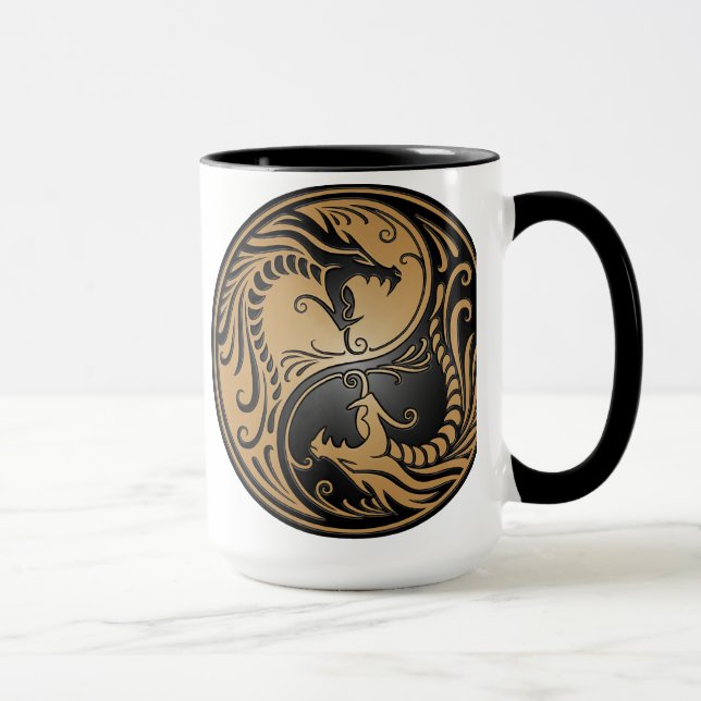 Taza Dragones, marrón y negro de Yin Yang (Derecha)