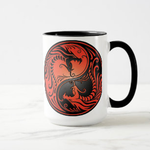 Taza Dragones, rojo y negro de Yin Yang