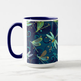 Taza Dragonflies Verde azulada 15oz Combo Mug