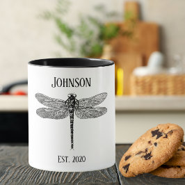 Taza Dragonfly negro vintage