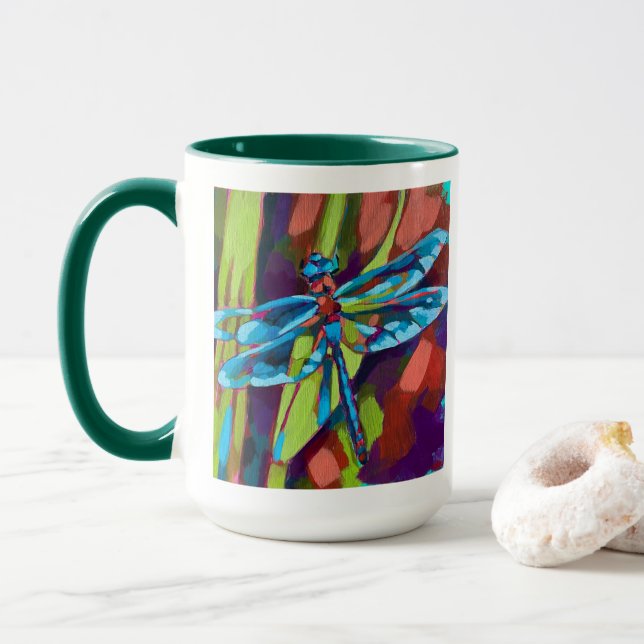 Taza Dragonfly Painting - Gift for Insect Lovers (Con donut)