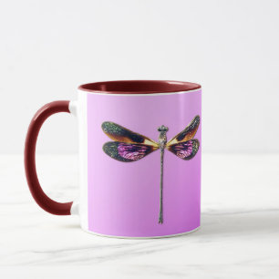 Taza Dragonfly - plata, oro, púrpura y negro