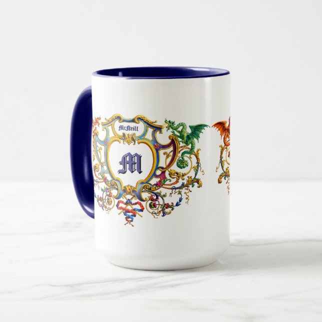 Taza Dragons Rococo Cartouche Name & Monogram (Anverso izquierdo)