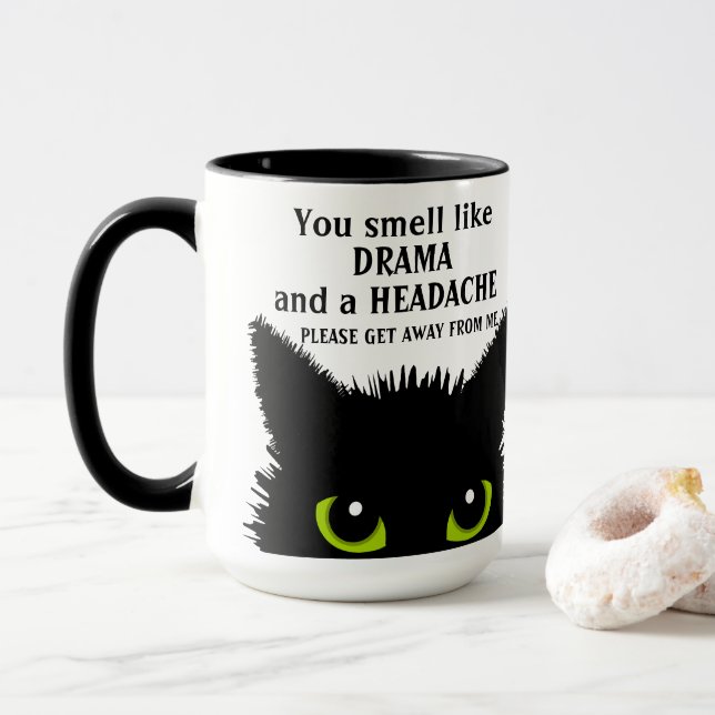 Taza Drama de gatos sarcástico y escuela de oficina de  (Con donut)
