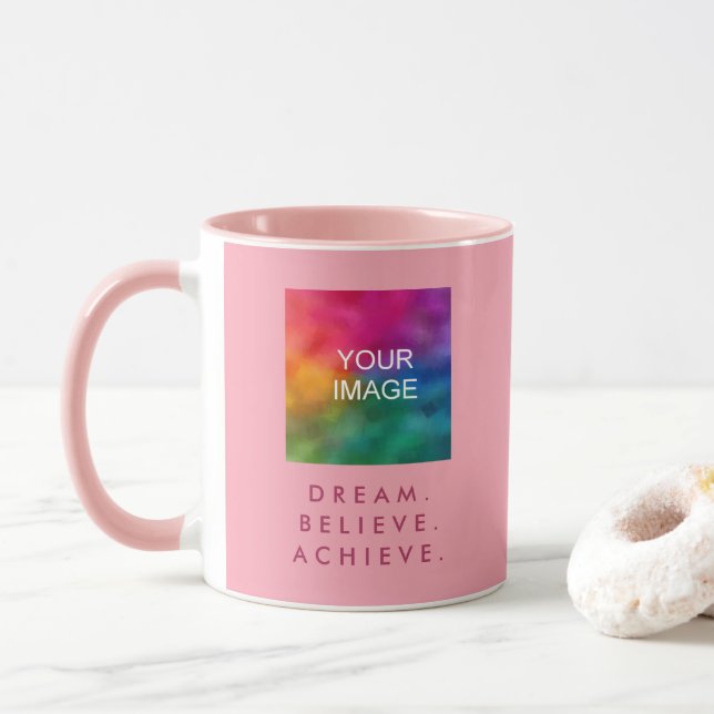 Taza Dream Believe Lograr Cita Motivacional Personaliza (Con donut)