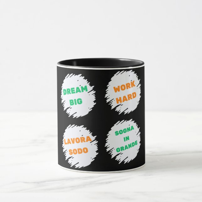 Taza DREAM BIG , TRABAJAR DURO motivacional (Centro)
