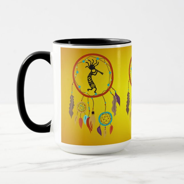 Taza Dreamcatcher plumas Kokopelli (Izquierda)