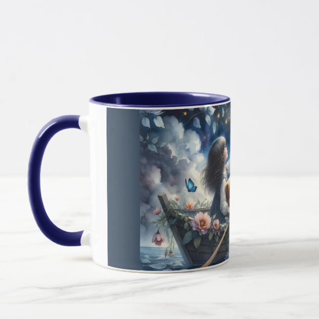 Taza Dreamy Girl Rowing Boat Moonlit Fantasy Scene (Izquierda)