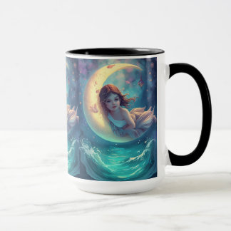 Taza Dreamy Moon Girl Mug Design | Cute Baby Moon Art |