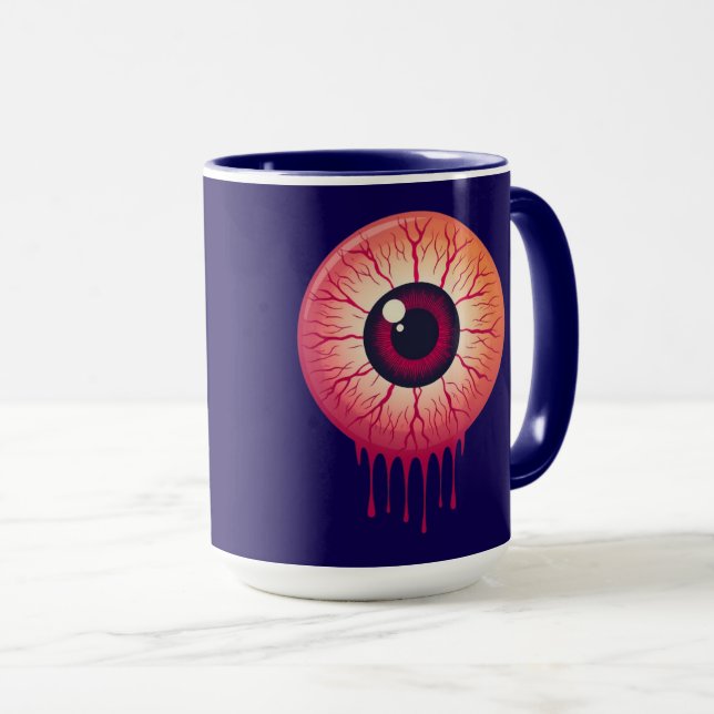 Taza Dripping Crimson Gaze: Surreal Eyeball Art (Anverso derecho)