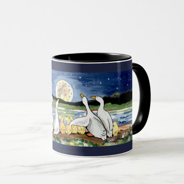 Taza Ducklings Family Ducklings Watch Moon Designer Mug (Anverso derecho)