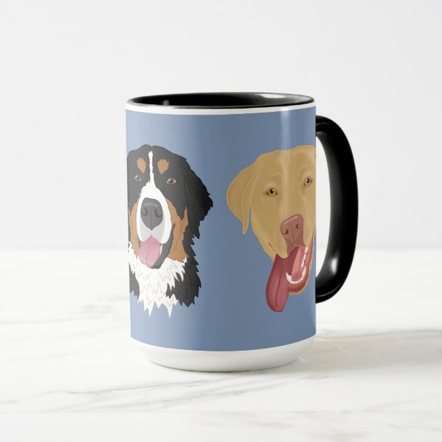 Taza Dudley Labrador Y Perro De Montaña Bernés  (Anverso derecho)