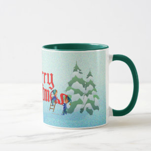 Taza DUENDES de las FELICES NAVIDAD de acuarelas