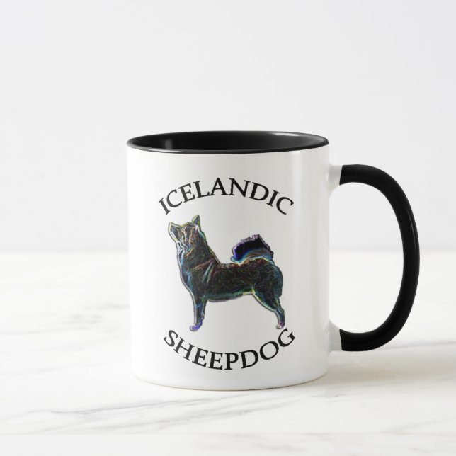 Taza Dueño islandés 11oz del perro pastor. taza. Perro (Derecha)