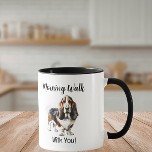 Taza Dulce Basset Marrón Acuarela Personalizado