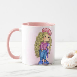 Taza Dulce Chica rubia conejo juguete amor Mug