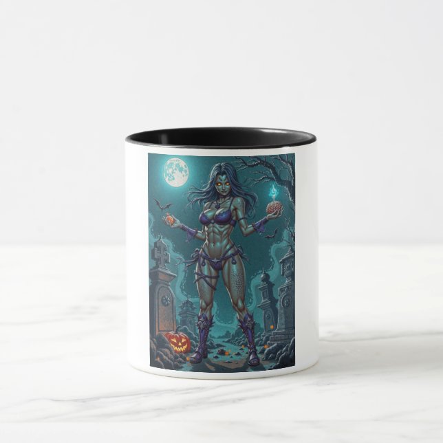Taza Dulce de Halloween o Novia Zombie con Sesos (Centro)