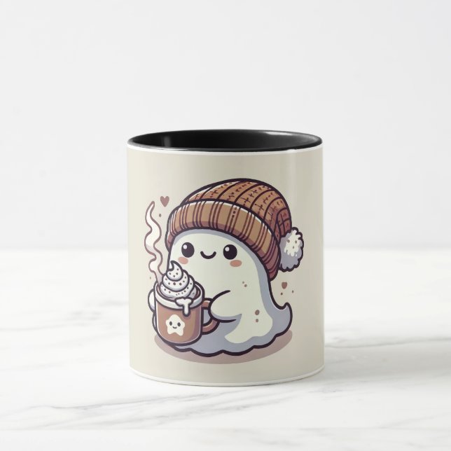 Taza Dulce Fantasma de Halloween con Gorro de Otoño y C (Centro)
