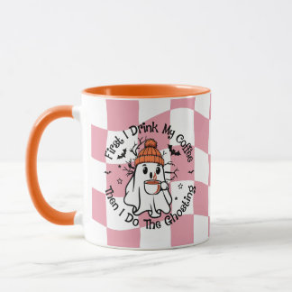 Taza Dulce Fantasma de Otoño Calabaza Especias Rosa