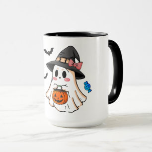 Taza Dulce fantasma Kawaii de Halloween con sombrero de