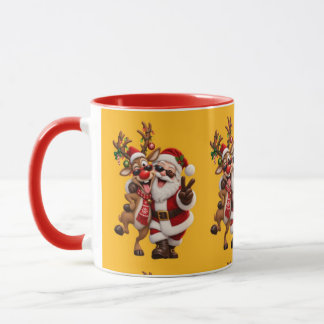 Taza Dulce Papá Noel y Ciervo Navidad Fiesta Navideña