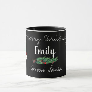 Taza Dulce Santa Rojo Bayas Negro Blanco Feliz Navidad