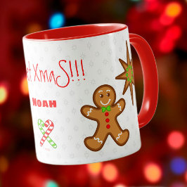 Taza dulce XmaS Gingerbread Pals-Candy Cane en blanco