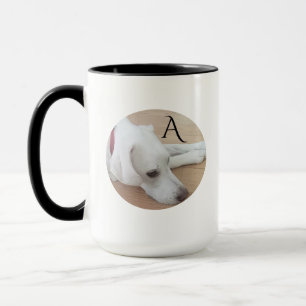 Taza Dulce y Adorable perro blanco único inicial